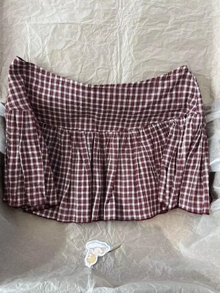 Mini-jupes trapèze rouges à carreaux pour femmes