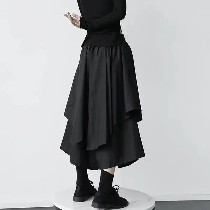 Jupe plissée taille haute irrégulière gothique japonaise pour femmes