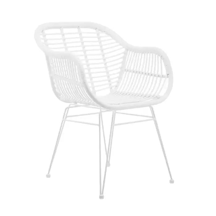 Chaise d'appoint en rotin, chaise de salle à manger avec coussin, fauteuil Antique français en rotin