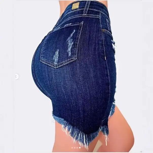 Jupe en jean femmes jupes d'été trou taille haute Stretch déchiré poches en détresse lavé hanche enveloppement au-dessus du genou 2025 Streetwear