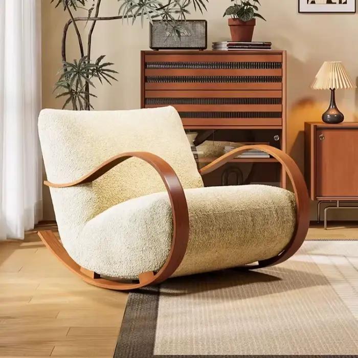 Chaise de jardin et de chambre à coucher avec support dorsal, chaise à bascule en velours pour adultes, chaise longue moderne de luxe, Silla Nordica, mobilier de salon