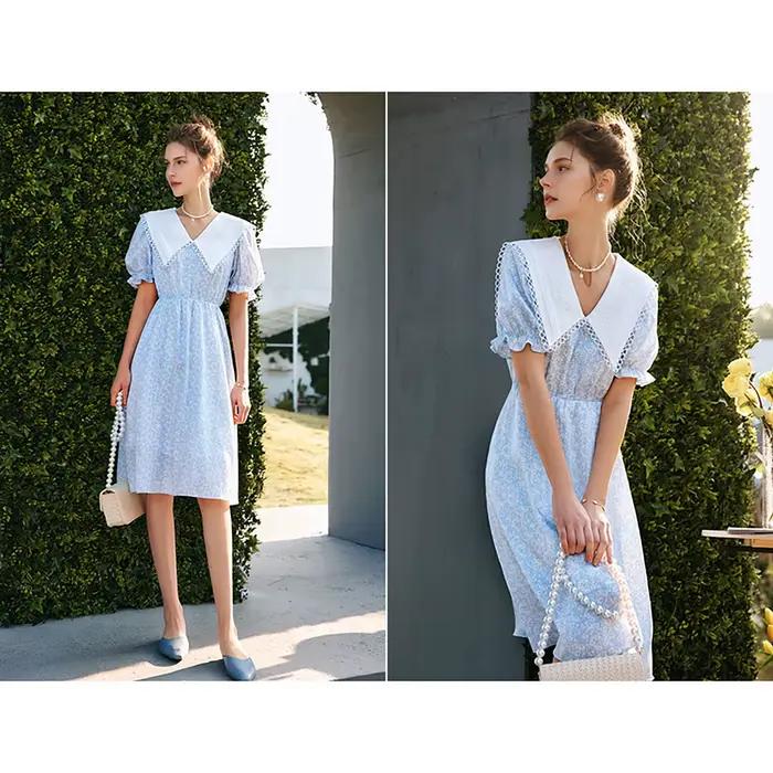 Robe longue femme OLrain col marin