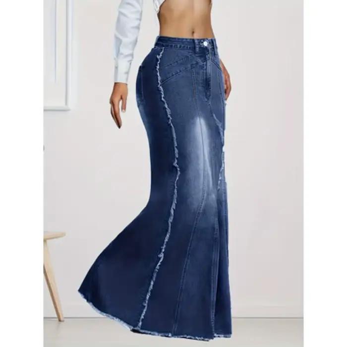 Jupe en jean stretch taille haute pour femme