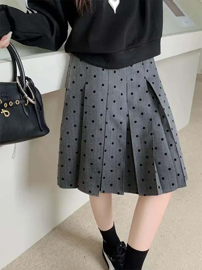 Jupe plissée à pois pour femmes