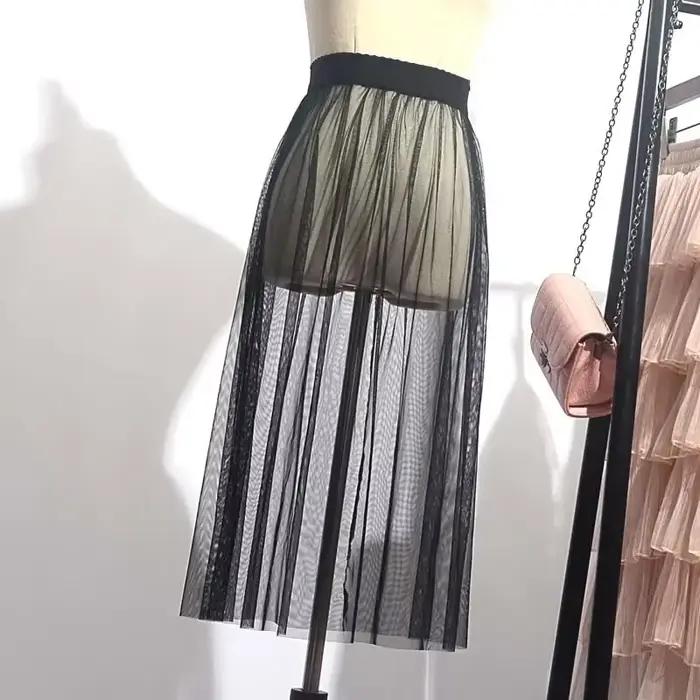 Jupe en maille transparente monocouche