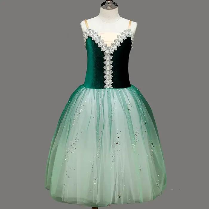 Jupe Tutu de Ballet en Velours Vert Dégradé pour Femme