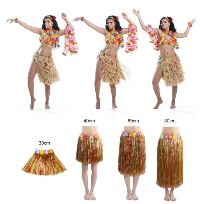 Jupe Hula en Fibres de Plastique pour Femme, Guirxiété de Fleurs Artificielles, Décoration de ixTropicale Hawaïenne d'Été