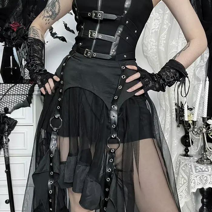 Jupe Maxi irrégulière Punk Grunge