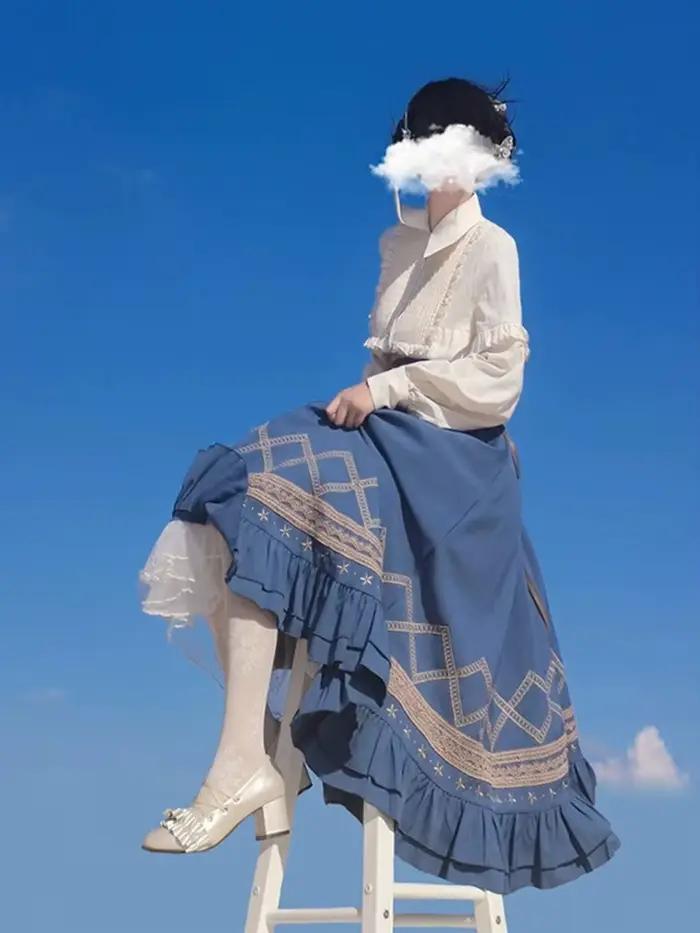 Ensemble jupe taille haute Lolita pour femmes