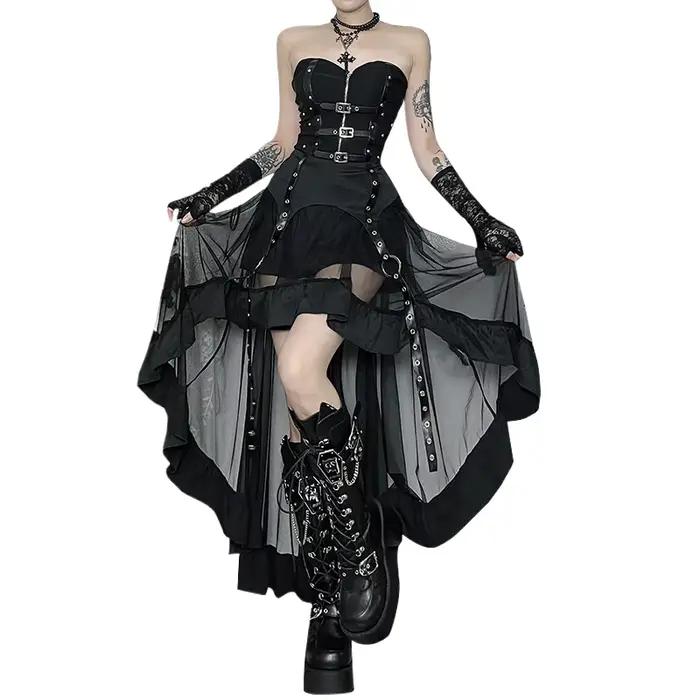 Jupe Maxi irrégulière Punk Grunge
