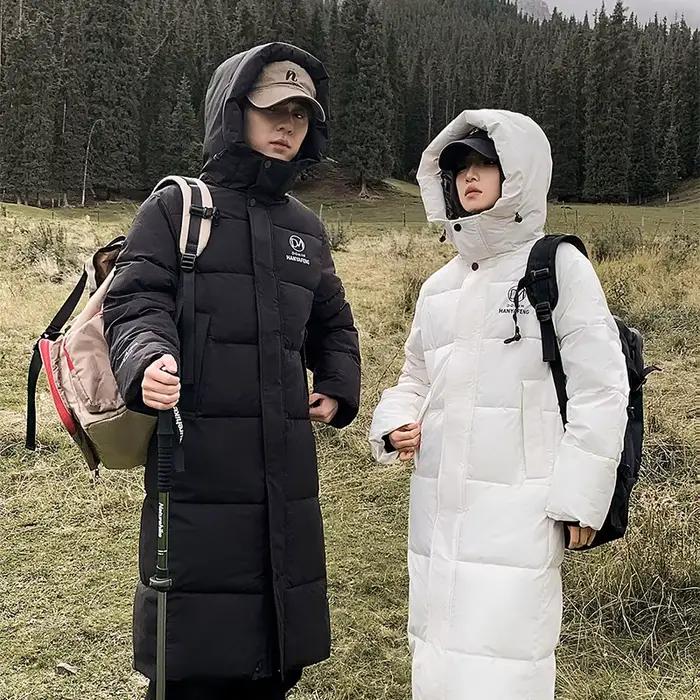 -30 °   Doudoune longue d'hiver pour hommes, longueur aux genoux, épaisse et chaude, Parka bouffante en duvet de canard blanc, manteau d'affaires décontracté à capuche