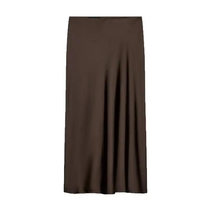 Jupe midi en satin couleur chocolat