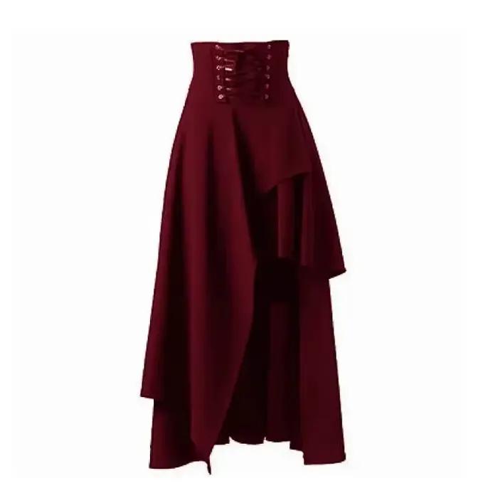 Mode femmes jupes irrégulières longue Steampunk gothique vêtements Vintage soirée coton tempérament 2025 femme jupe noir