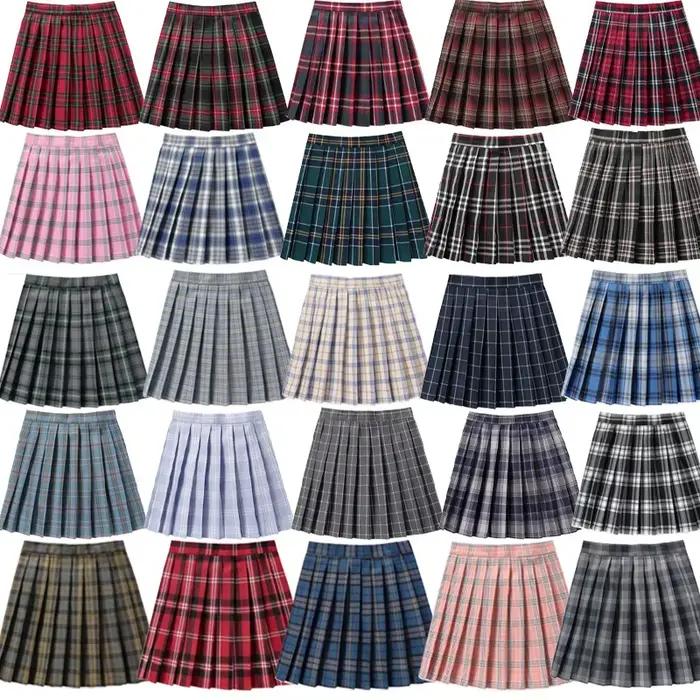 Jupe plissée à carreaux d'été avec jupe Jk coréenne, uniforme d'école japonaise Preppy, Mini jupes trapèze