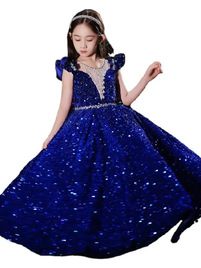 Robe longue princesse à paillettes pour filles