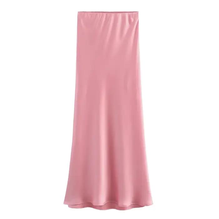 Jupe mi-longue rose pour femmes