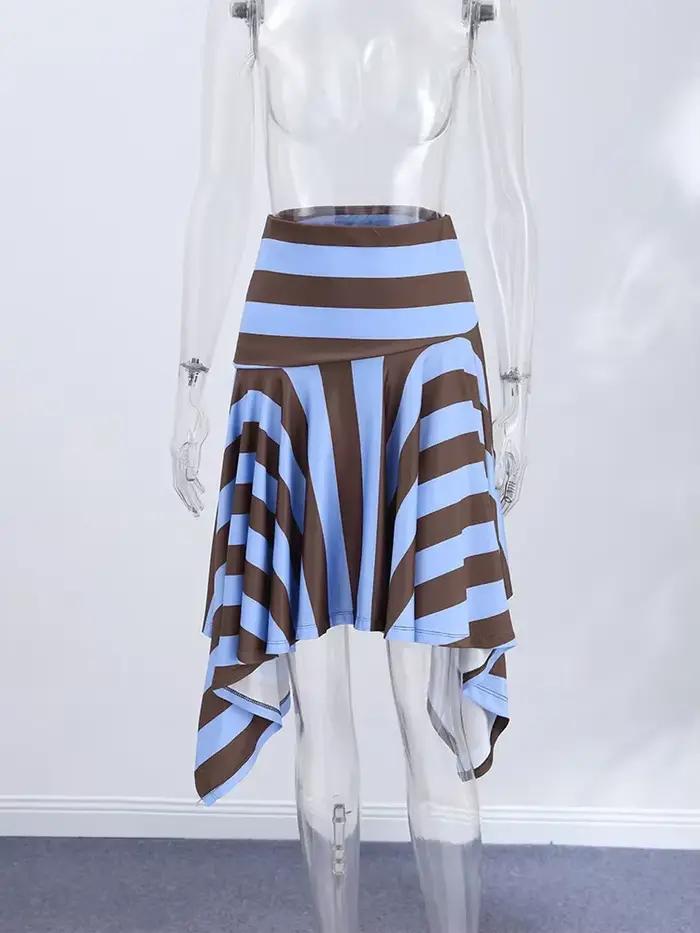 Jupe midi asymétrique rayée pour femme