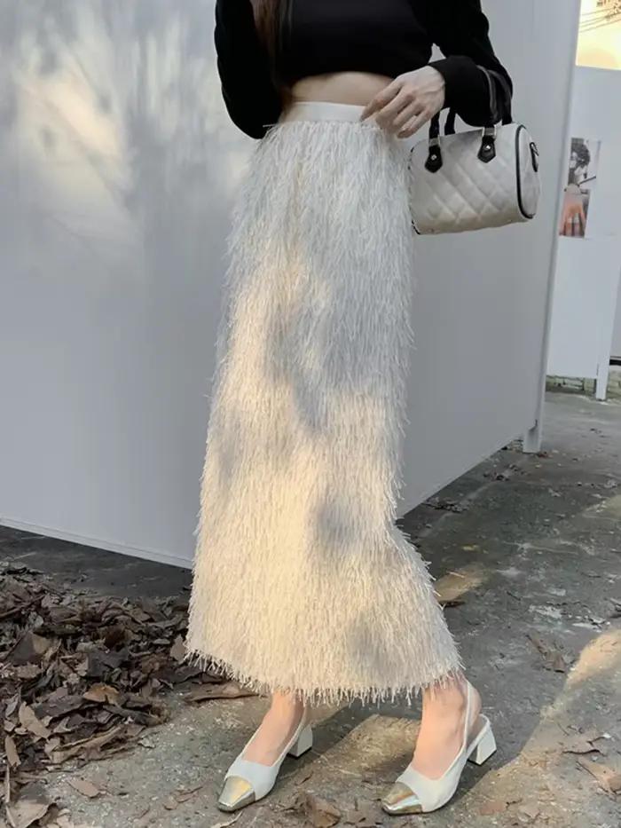Jupe longue taille haute A-Line pour femme