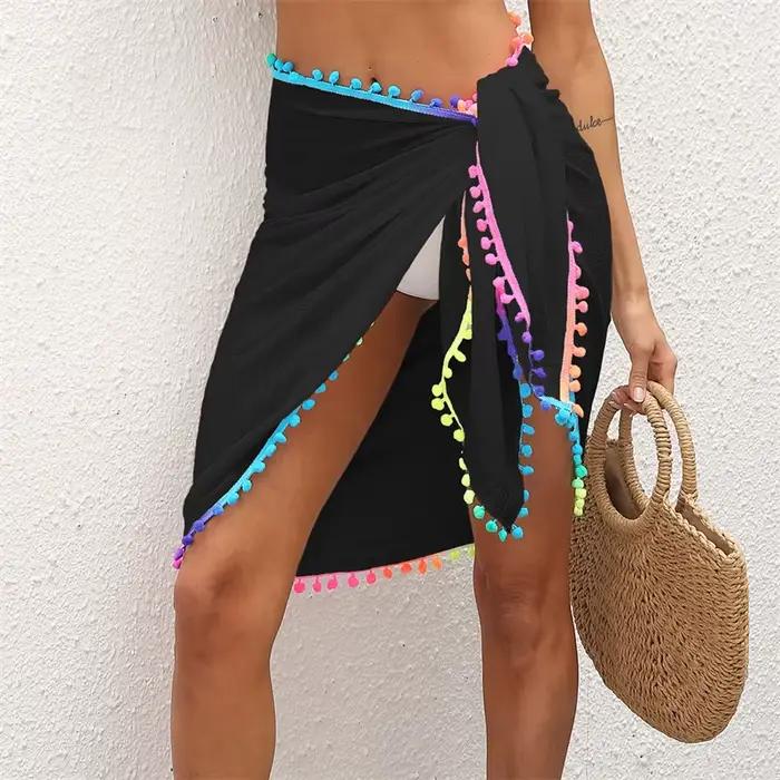 Jupe de plage Lamuusaa en polyester tricoté, design sexy et confortable pour femmes, idéale pour la plage et les soirées estivales
