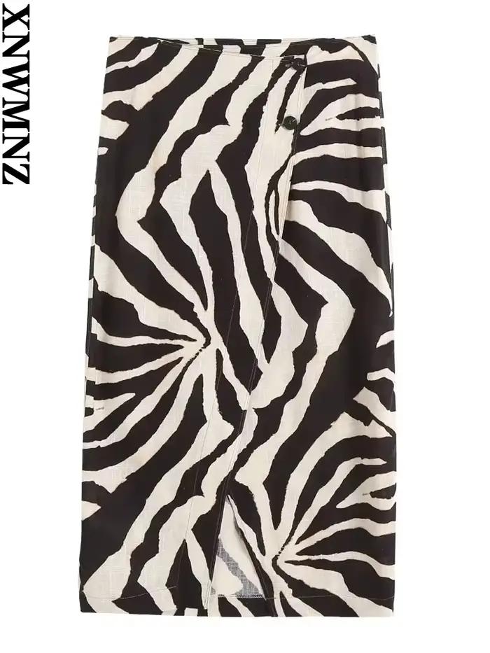 XNWMNZ – jupe fendue en lin mélangé pour femmes