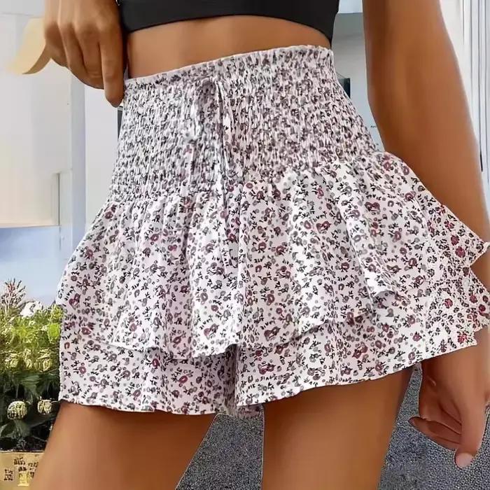 Jupe courte décontractée à imprimé Floral pour femmes