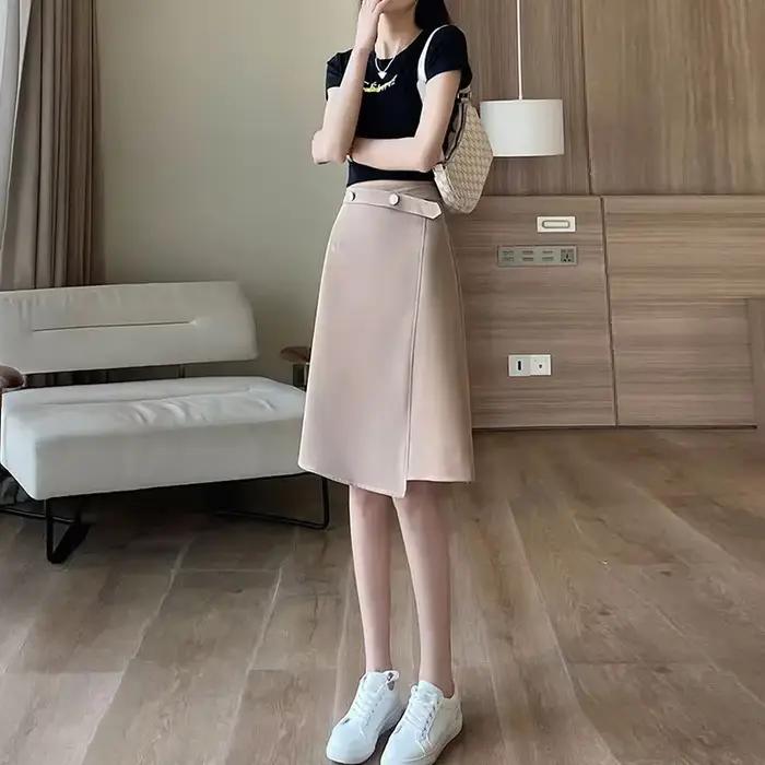 Midi été 2025 Style coréen femmes jupe femme jupes décontracté pas cher vêtements ventes esthétique mode tendance haute