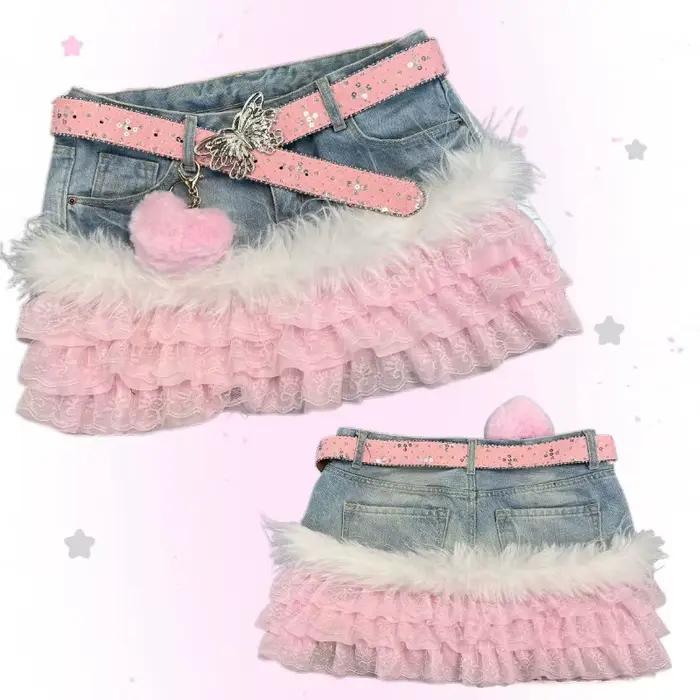 Jupe courte en jean Y2K vintage style Spicy Girls