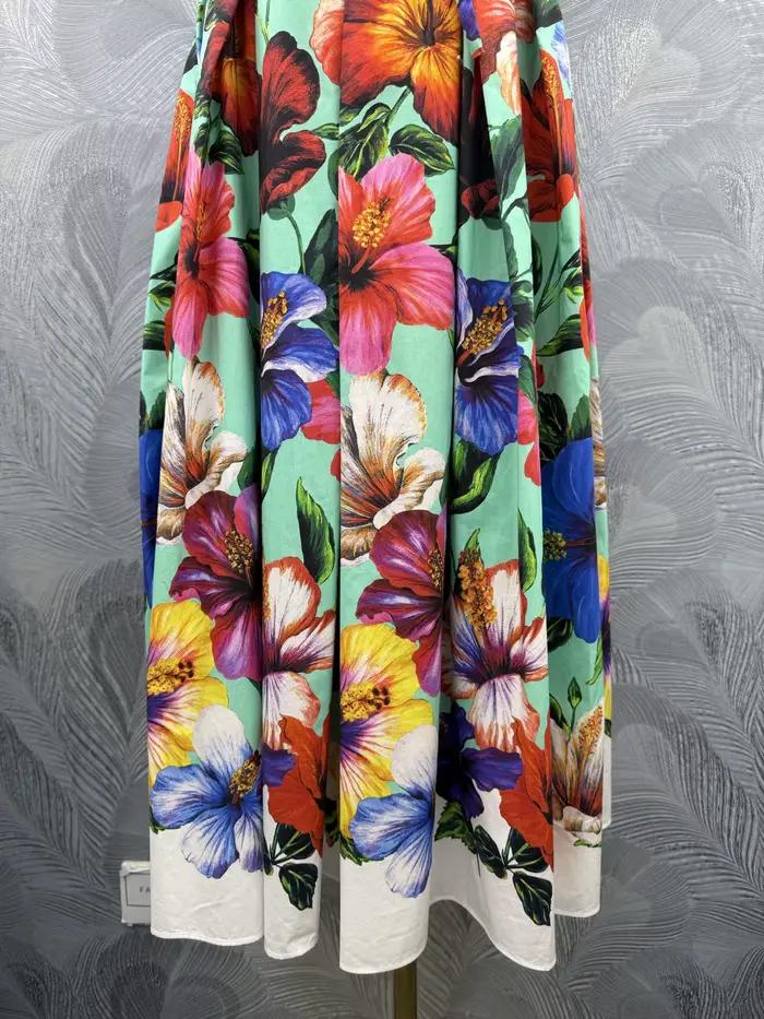 Jupe longue noire à fleurs pour femme, taille haute, à volants superposés, coupe évasée