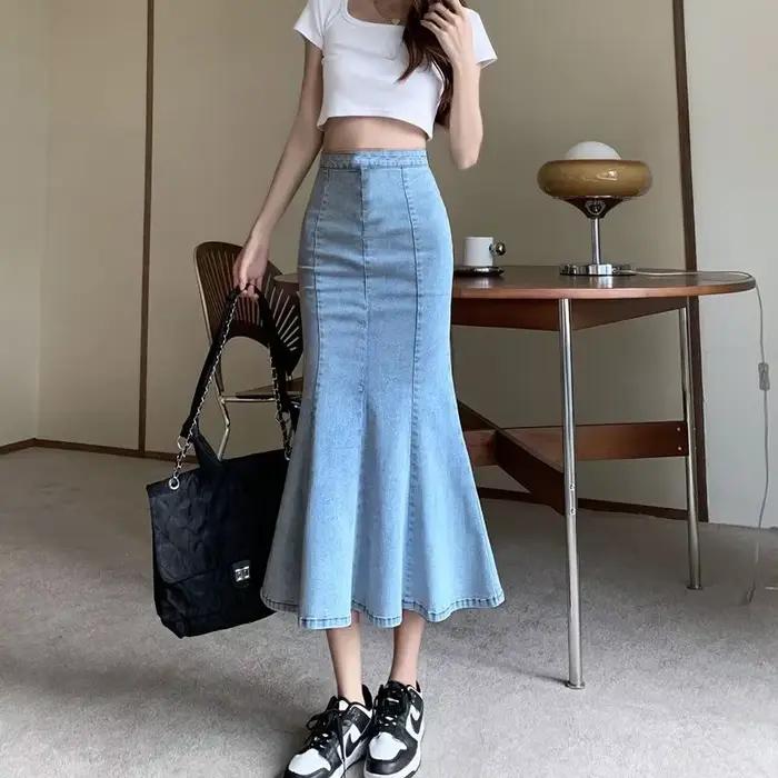 Jupe en jean avec fente pour femme