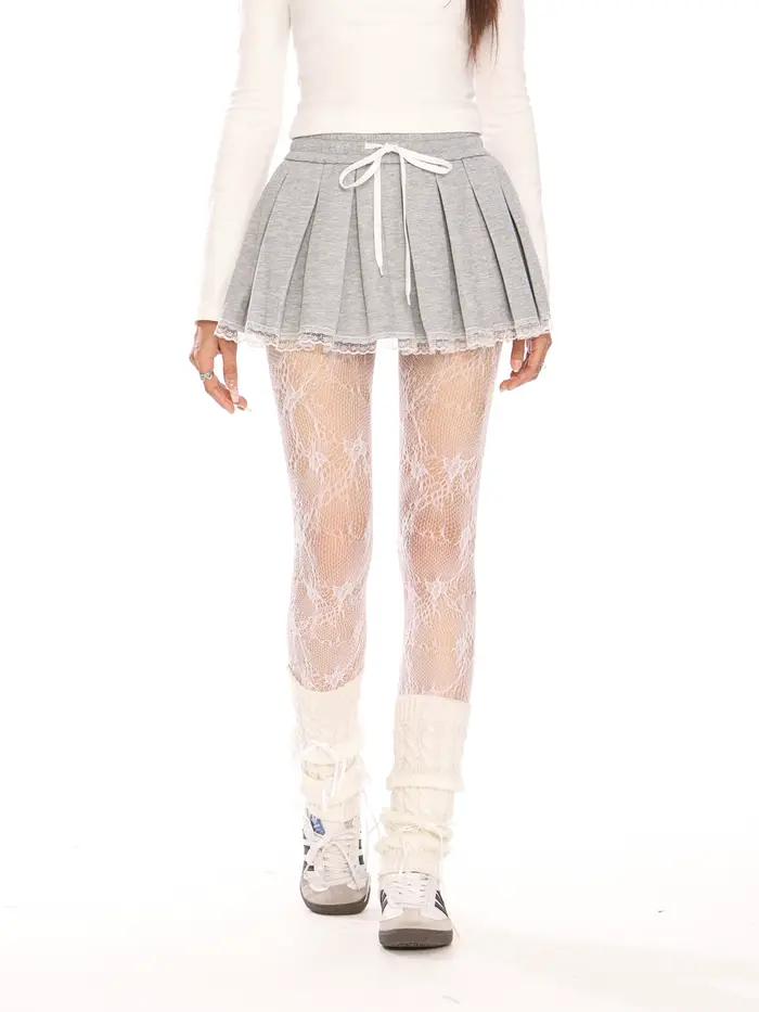Jupe plissée en dentelle Patchwork de haute qualité