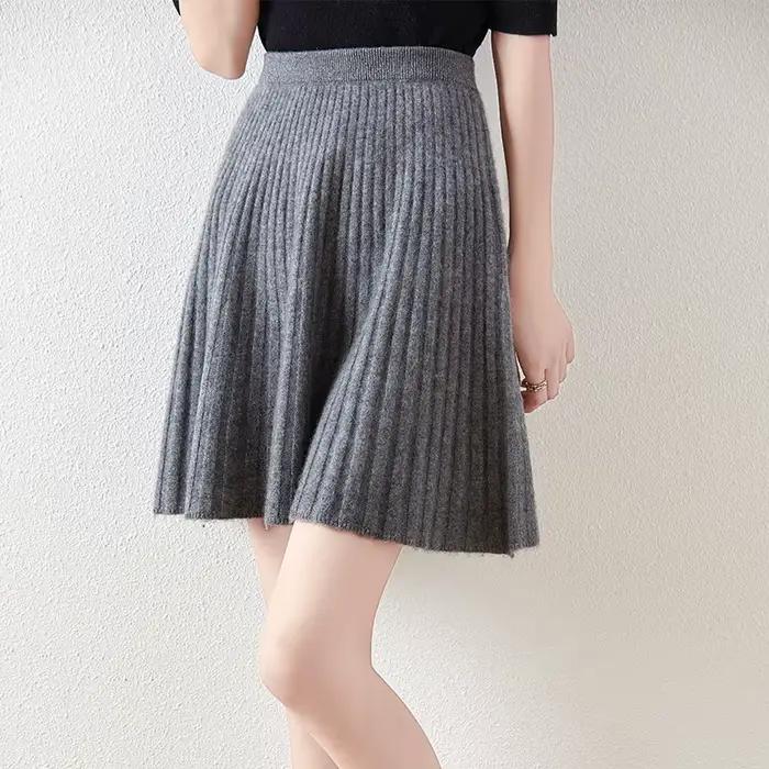 Mini jupe coréenne 100% laine mérinos pour femme