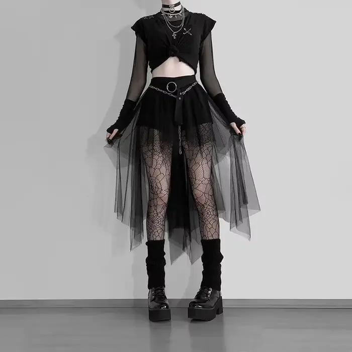 Jupe irrégulière taille haute en fil de filet pour femmes