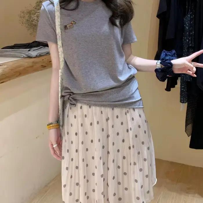 Jupe plissée à pois pour femme