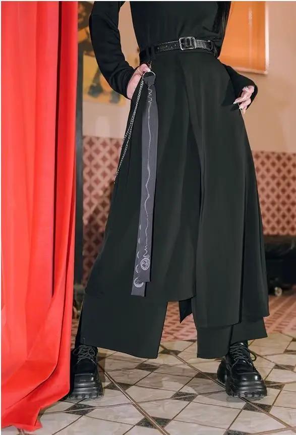 Jupe-culotte noire irrégulière multicouche de Style chinois rétro foncé pour femmes, pantalon ample Yamamoto à jambes larges, printemps et été