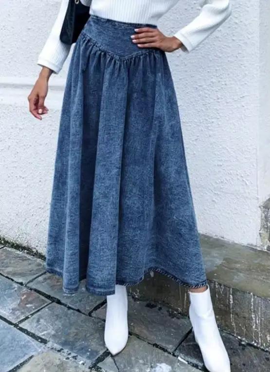 Jupe mi-longue en Denim pour femmes