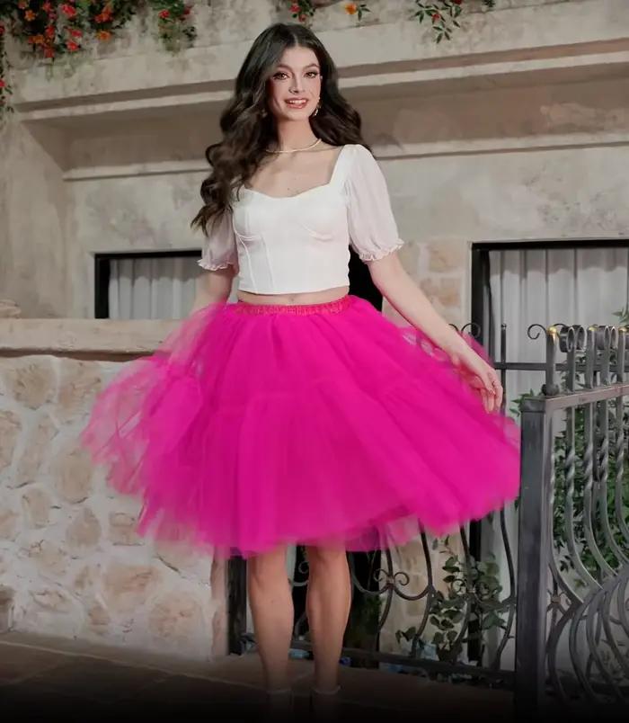 Jupes Tutu en Tulle Fuchsia 6 couches