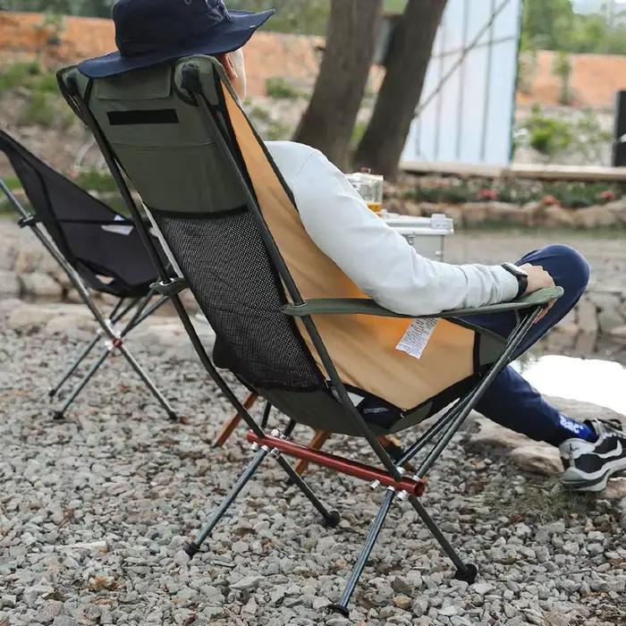 Chaise lune d'extérieur en alliage d'aluminium, chaise de pêche, chaise à dossier, chaise pliante de pique-nique, tabouret de camping, chaise de plage avec accoudoirs