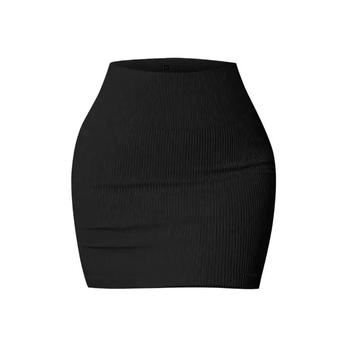 Jupe courte moulante côtelée sans couture taille haute pour femme