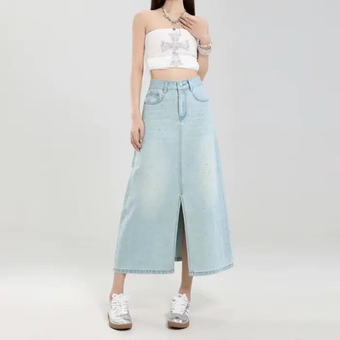 Jupe en jean taille haute Printemps-Été 2026