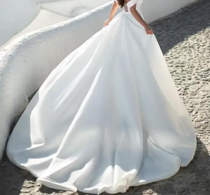 Jupe de Mariage en Satin avec Traîne Amovible