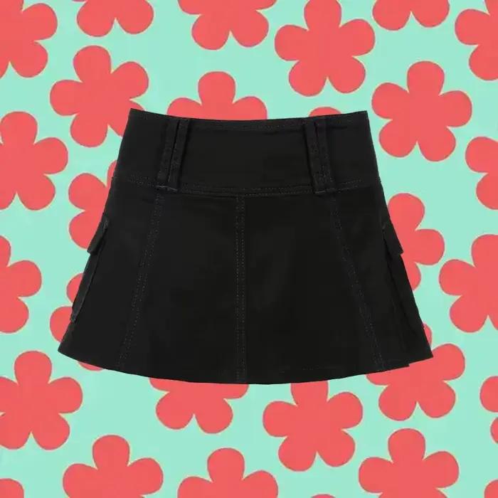 Y2K Grunge esthétique gothique Kawaii jupes mode Vintage Punk faible hausse poche Patchwork une ligne jupe courte femmes Streetwear