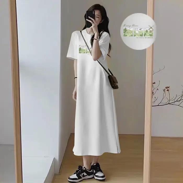 Robe longue décontractée aux imprimés de dessins animés mignons pour femmes, ample, en polyester, pour les saisons printemps et été, occasions spéciales et détente à la plage