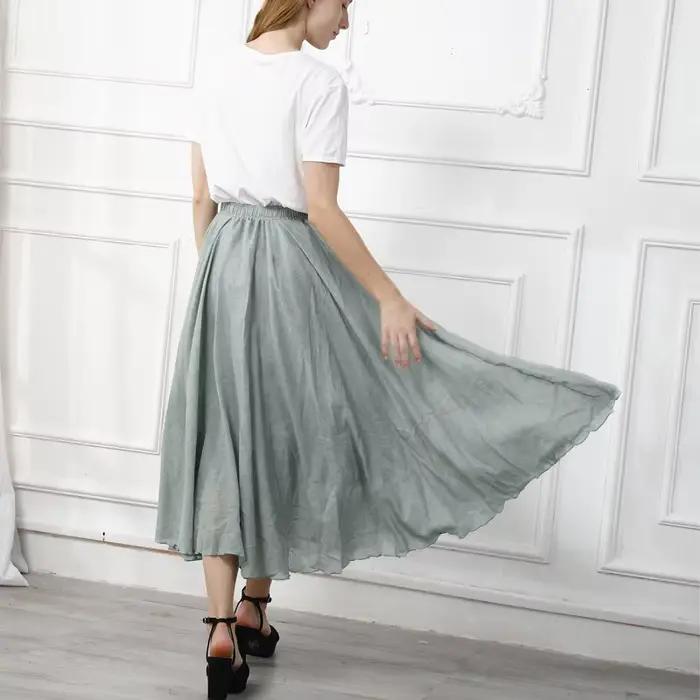 Jupe Maxi en coton et lin pour femmes