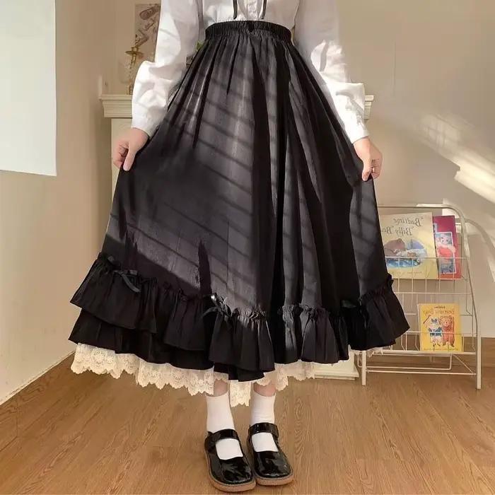 Jupes longues plissées japonaises pour femmes