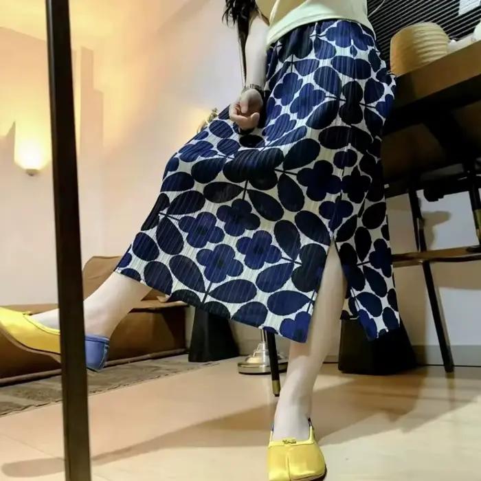 Jupe plissée imprimée Miyake nouvelle collection été 2026 décontractée et polyvalente pour femmes ocassions printemps automne trapèze