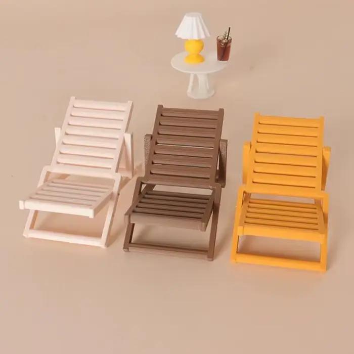 Chaise en plastique, modèle figurine, chaises longues réalistes, maison poupée, cadeau pour filles, chaise plage A2UB
