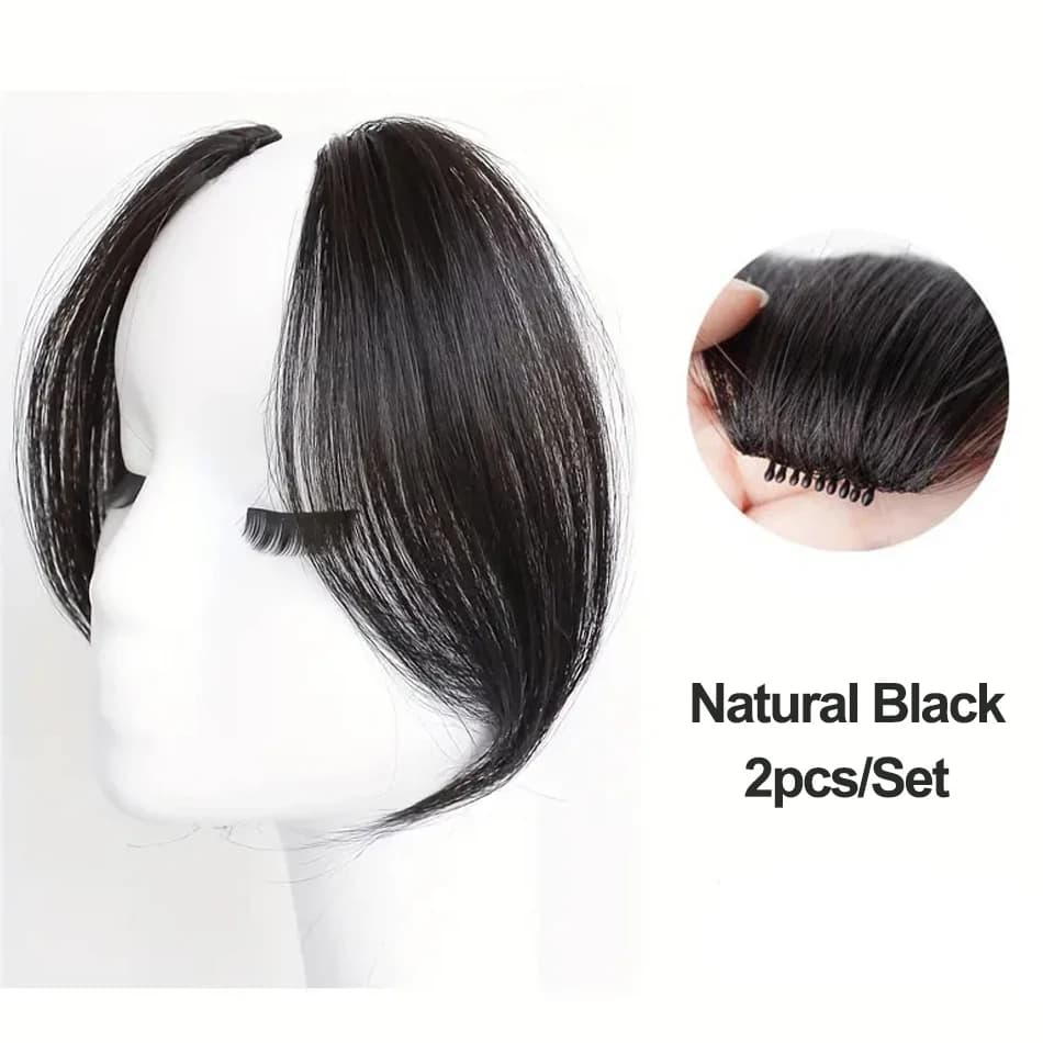 Frange synthétique à clipser, extension de cheveux ondulée à la française, invisible, sans couture, 
