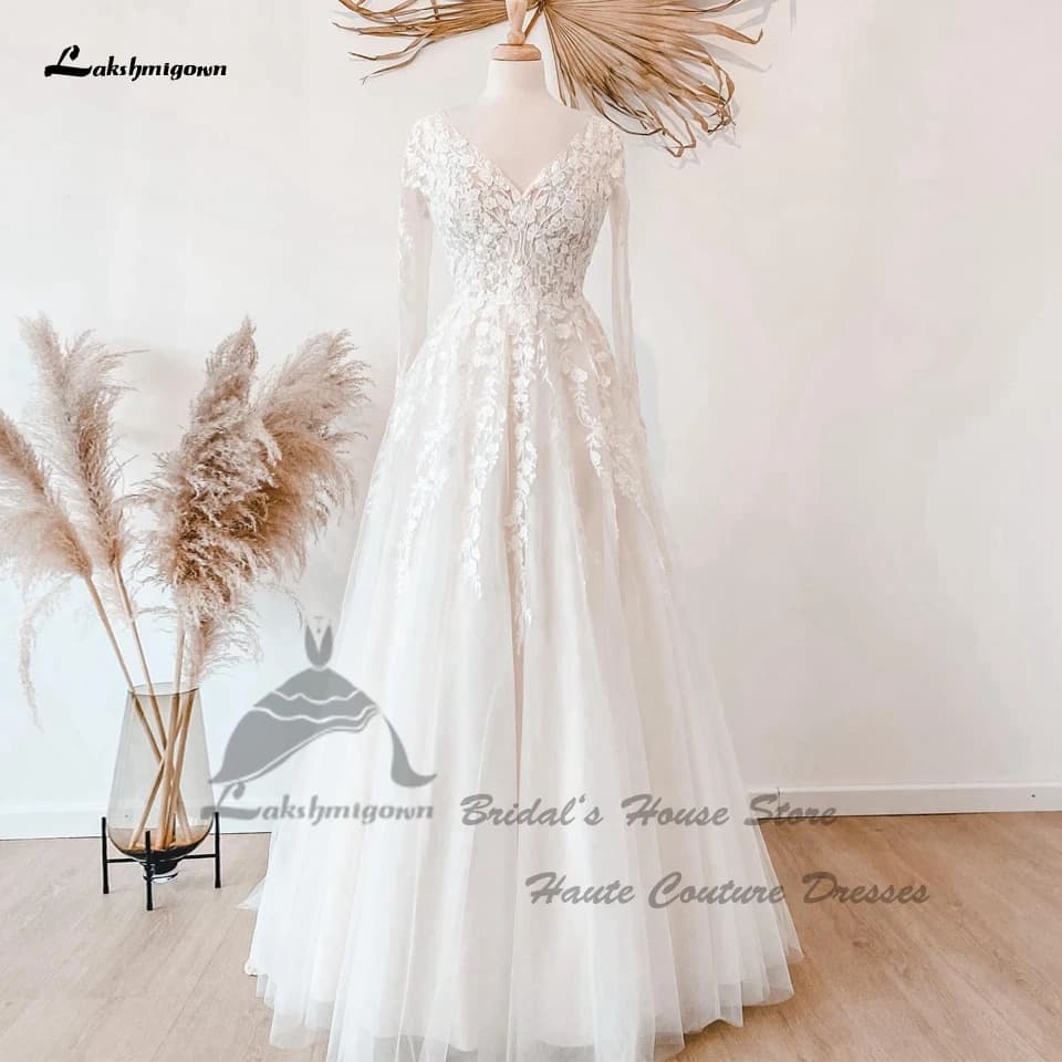 Yanshmigown-Robe de mariée à manches longues, Robe éducative, Boho Hippicopter Chic, Patients A Line