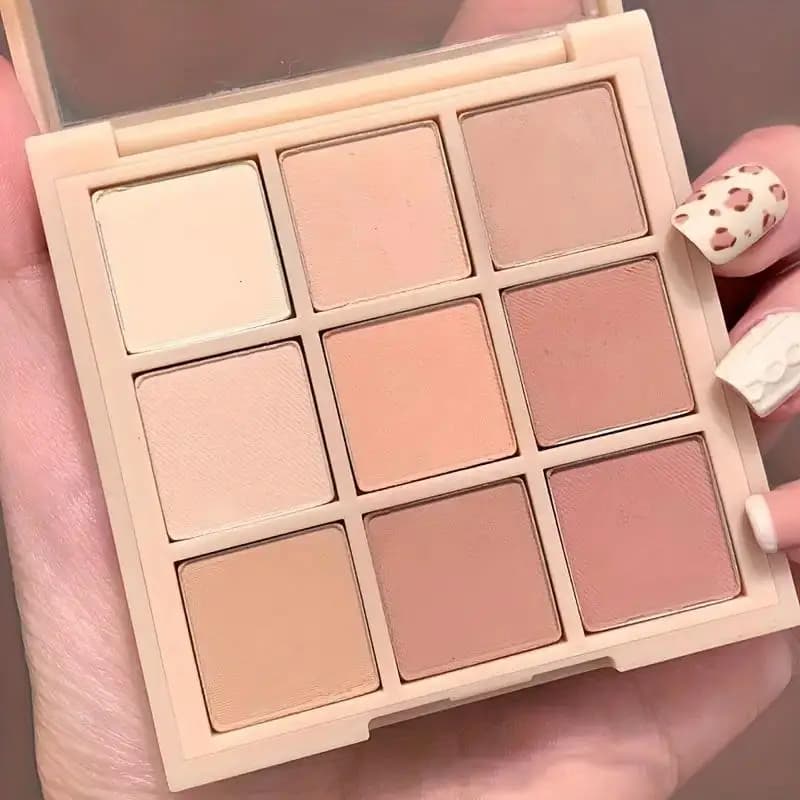 Palette de fards à paupières mats longue durée de 9 couleurs avec des nuances chaudes nues à rose-ma