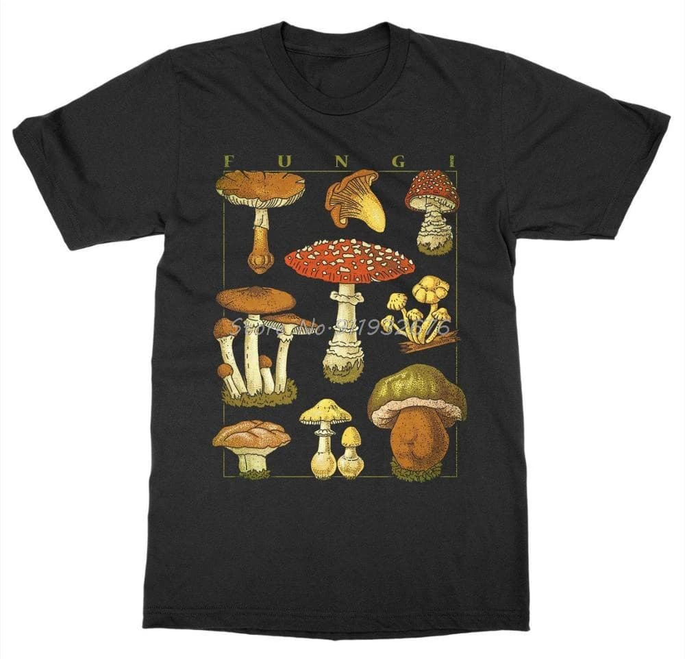 T-Shirt avec champignons, champignon, plante de jardin botanique, Art, Fruit, fleur, imprimé, nouvel